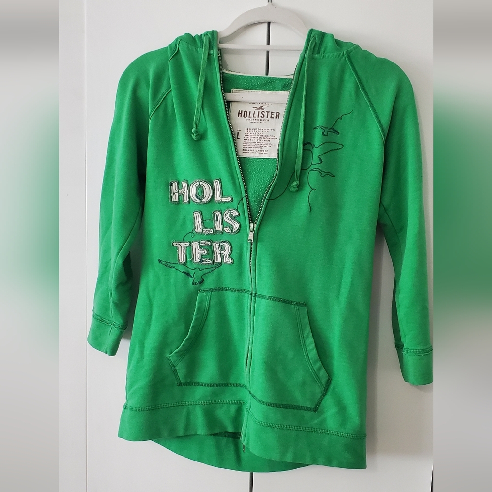 Hollister Green Zip-Up Hoodie